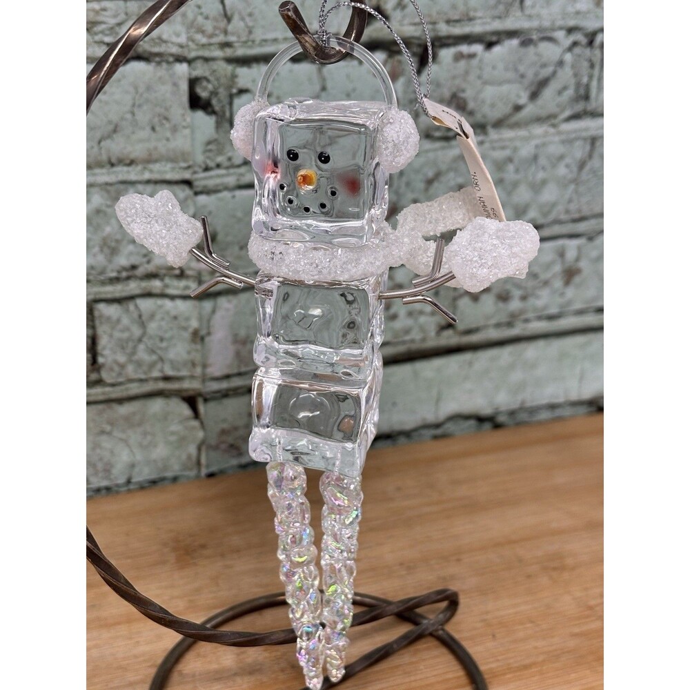 Ice Cube Snowman Acrylic Christmas Ornament Icicle Legs Midwest Of Cannon Falls